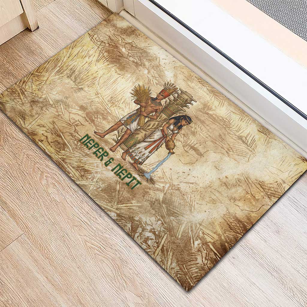 Neper and Nepit Rubber Doormat Ancient Harvest and Fertility Design with Sickle and Grain