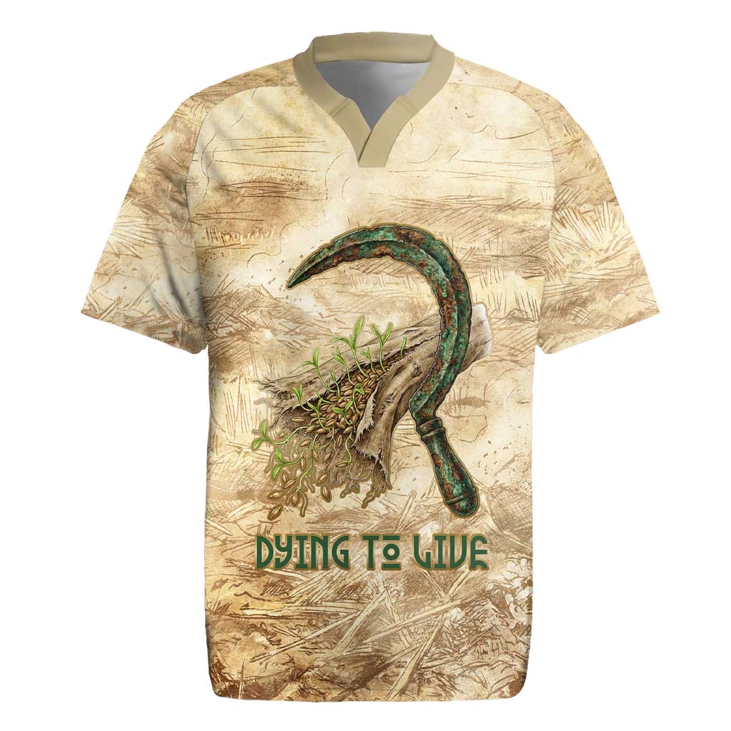 Neper and Nepit Rugby Jersey Ancient Harvest and Fertility Design with Sickle and Grain