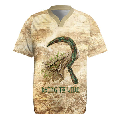Neper and Nepit Rugby Jersey Ancient Harvest and Fertility Design with Sickle and Grain