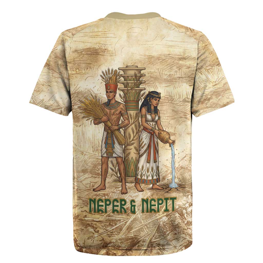 Neper and Nepit Rugby Jersey Ancient Harvest and Fertility Design with Sickle and Grain