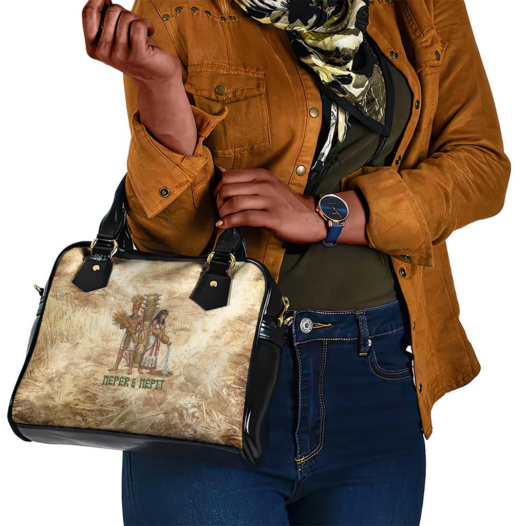 Neper and Nepit Shoulder Handbag Ancient Harvest and Fertility Design with Sickle and Grain