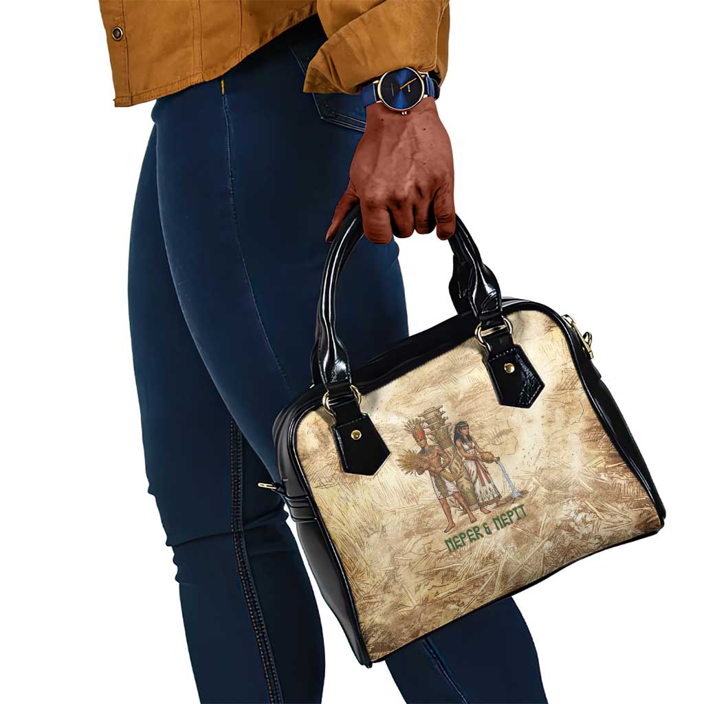 Neper and Nepit Shoulder Handbag Ancient Harvest and Fertility Design with Sickle and Grain