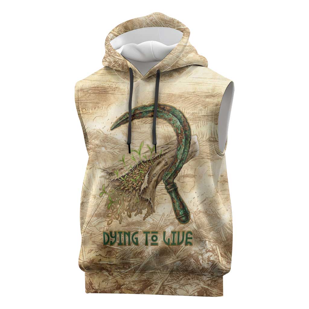Neper and Nepit Sleeveless Hoodie Ancient Harvest and Fertility Design with Sickle and Grain