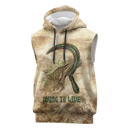 Neper and Nepit Sleeveless Hoodie Ancient Harvest and Fertility Design with Sickle and Grain