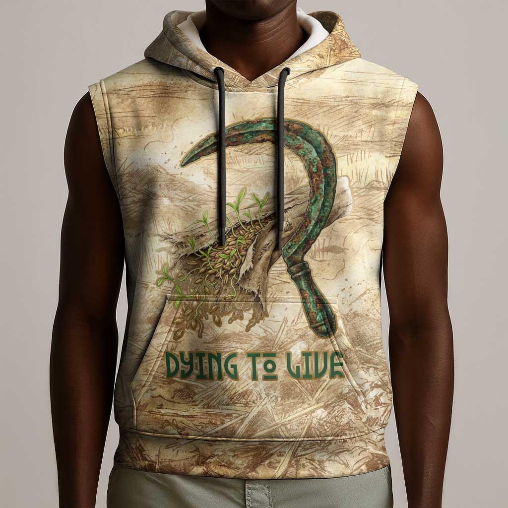 Neper and Nepit Sleeveless Hoodie Ancient Harvest and Fertility Design with Sickle and Grain