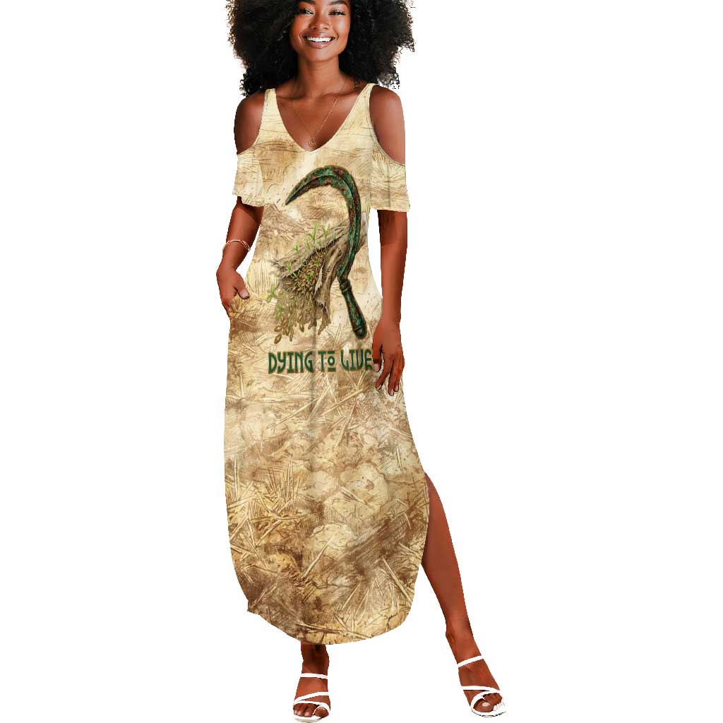 Neper and Nepit Summer Maxi Dress Ancient Harvest and Fertility Design with Sickle and Grain
