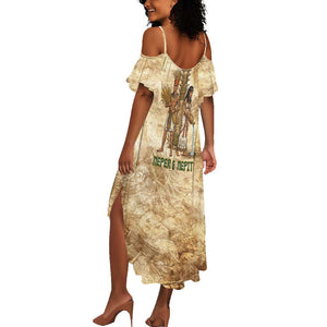 Neper and Nepit Summer Maxi Dress Ancient Harvest and Fertility Design with Sickle and Grain