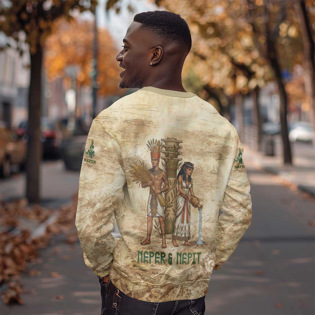 Neper and Nepit Sweatshirt Ancient Harvest and Fertility Design with Sickle and Grain
