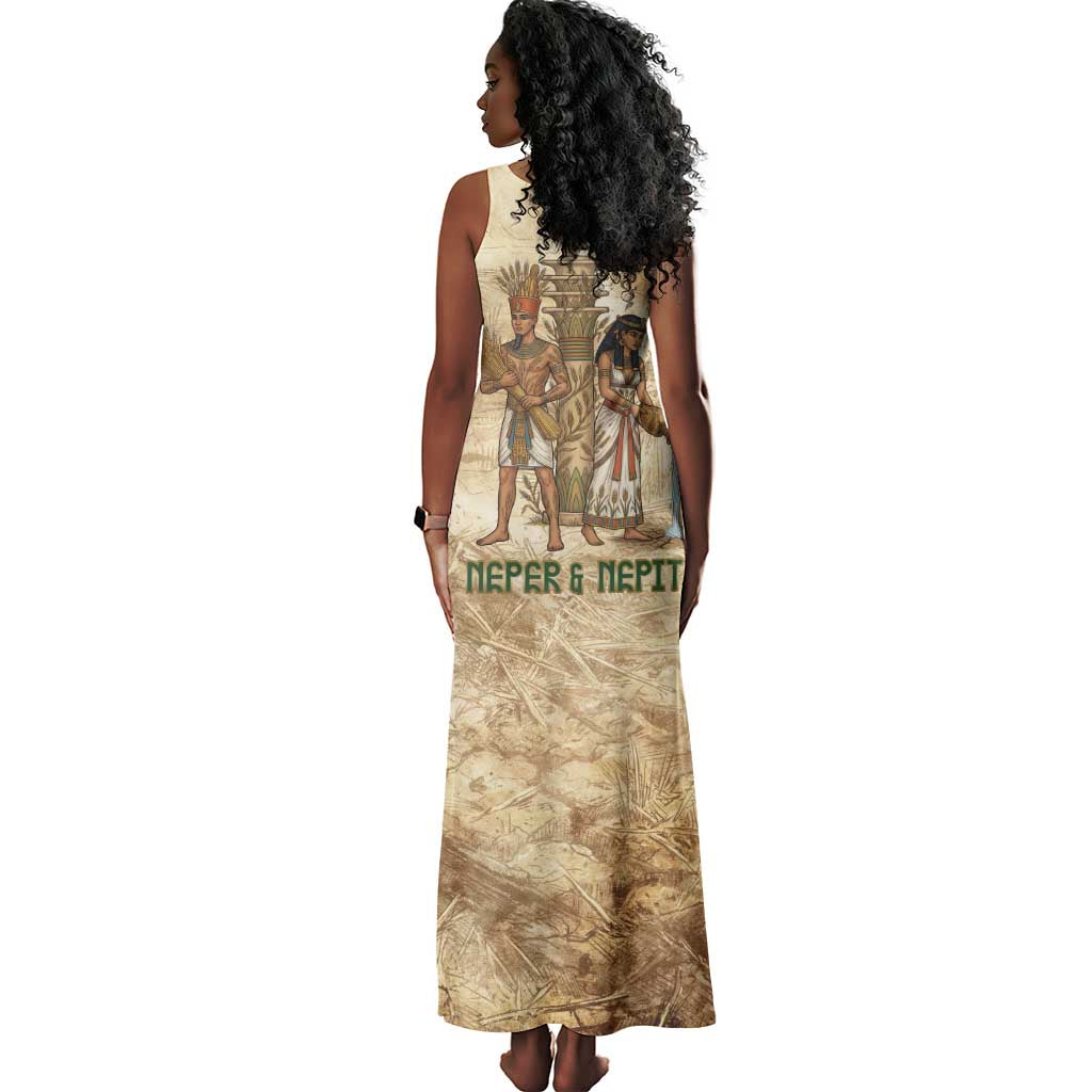 Neper and Nepit Tank Maxi Dress Ancient Harvest and Fertility Design with Sickle and Grain