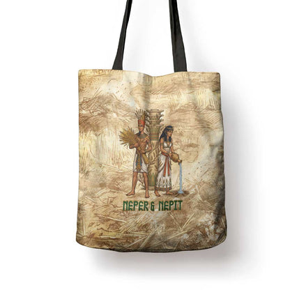 Neper and Nepit Tote Bag Ancient Harvest and Fertility Design with Sickle and Grain