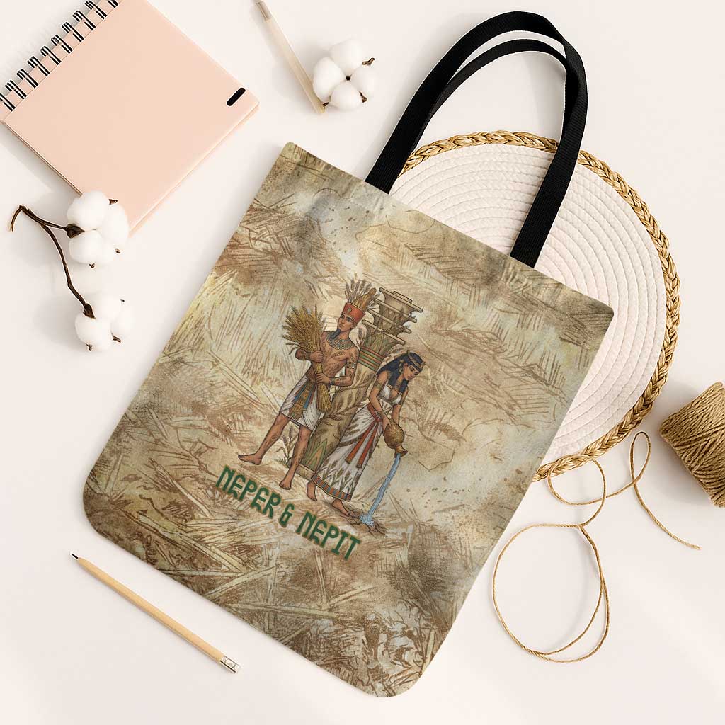 Neper and Nepit Tote Bag Ancient Harvest and Fertility Design with Sickle and Grain