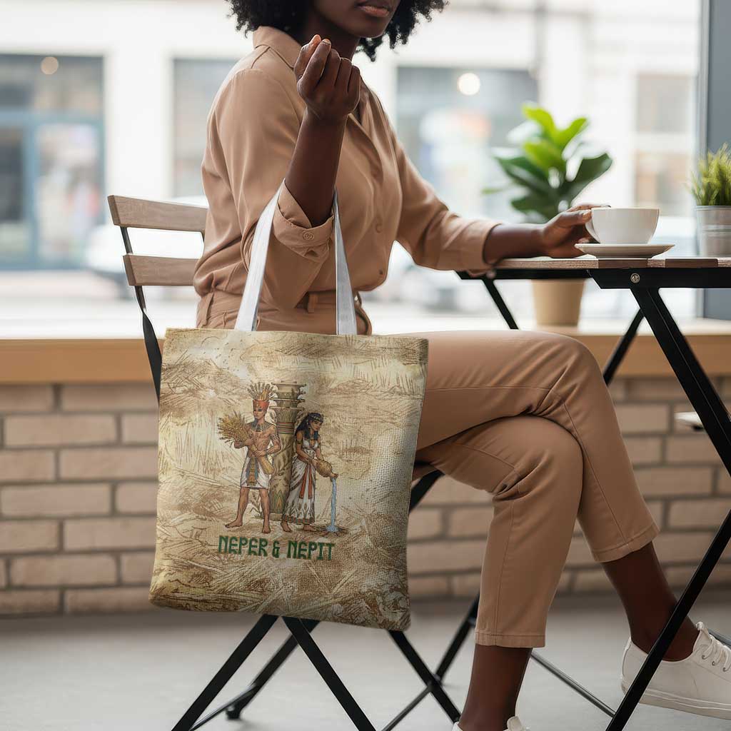 Neper and Nepit Tote Bag Ancient Harvest and Fertility Design with Sickle and Grain