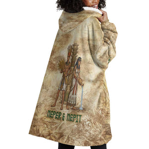 Neper and Nepit Wearable Blanket Hoodie Ancient Harvest and Fertility Design with Sickle and Grain