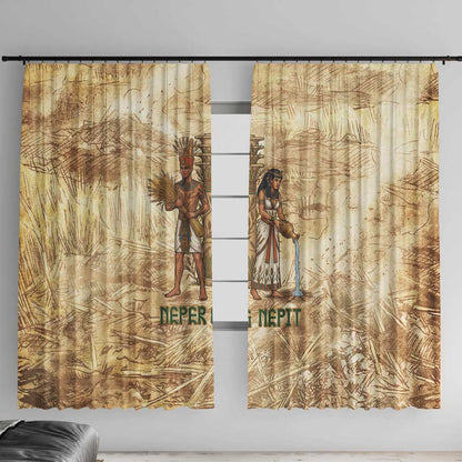 Neper and Nepit Window Curtain Ancient Harvest and Fertility Design with Sickle and Grain