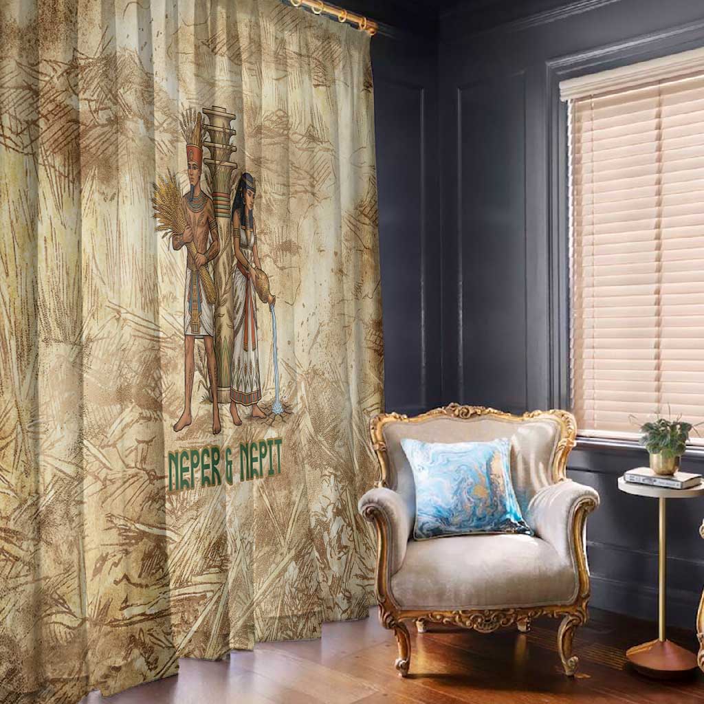 Neper and Nepit Window Curtain Ancient Harvest and Fertility Design with Sickle and Grain
