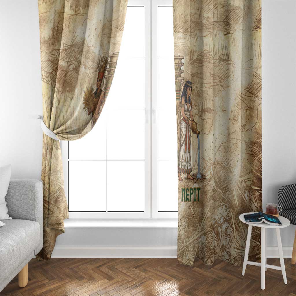 Neper and Nepit Window Curtain Ancient Harvest and Fertility Design with Sickle and Grain