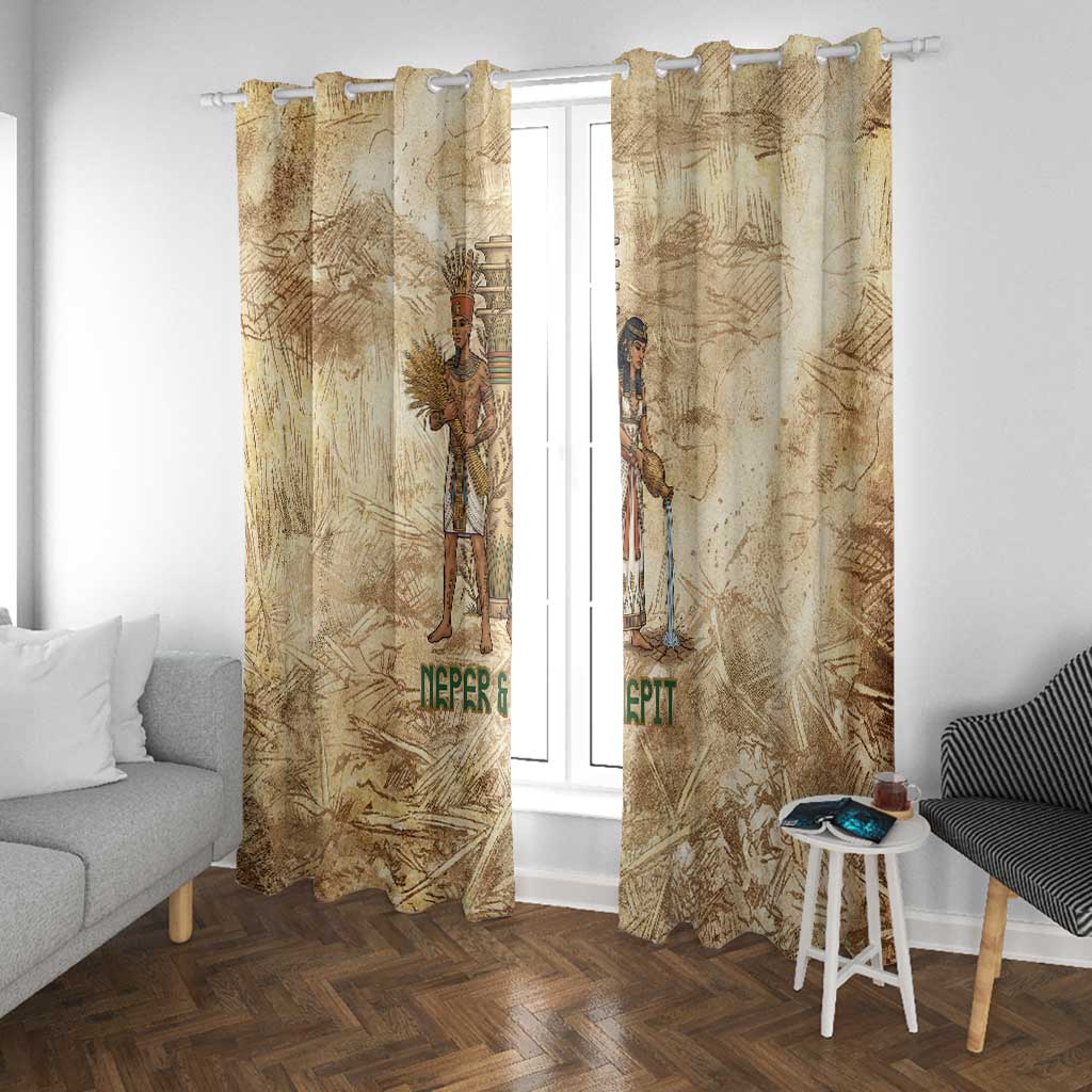 Neper and Nepit Window Curtain Ancient Harvest and Fertility Design with Sickle and Grain
