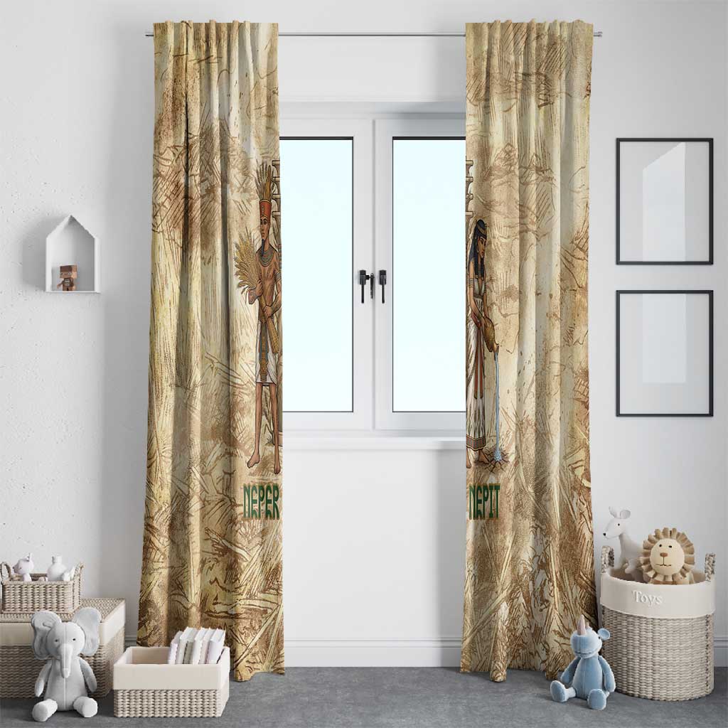 Neper and Nepit Window Curtain Ancient Harvest and Fertility Design with Sickle and Grain