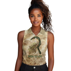 Neper and Nepit Women Sleeveless Polo Shirt Ancient Harvest and Fertility Design with Sickle and Grain