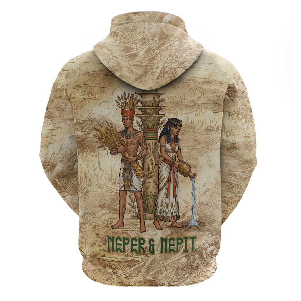 Neper and Nepit Zip Hoodie Ancient Harvest and Fertility Design with Sickle and Grain