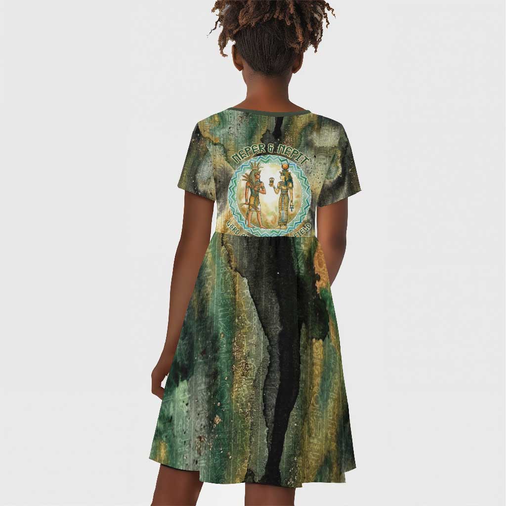 Neper and Nepit Kid Short Sleeve Dress Ancient Egyptian Seed Awakening and Fertility