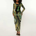 Neper and Nepit Long Sleeve Bodycon Dress Ancient Egyptian Seed Awakening and Fertility