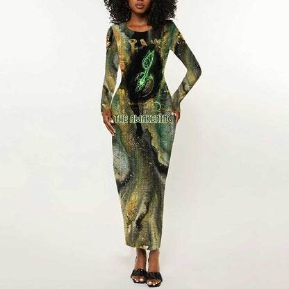 Neper and Nepit Long Sleeve Bodycon Dress Ancient Egyptian Seed Awakening and Fertility