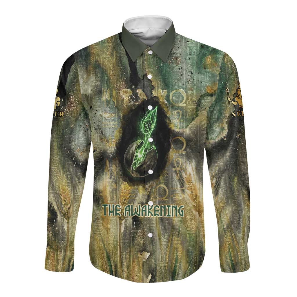 Neper and Nepit Long Sleeve Button Shirt Ancient Egyptian Seed Awakening and Fertility