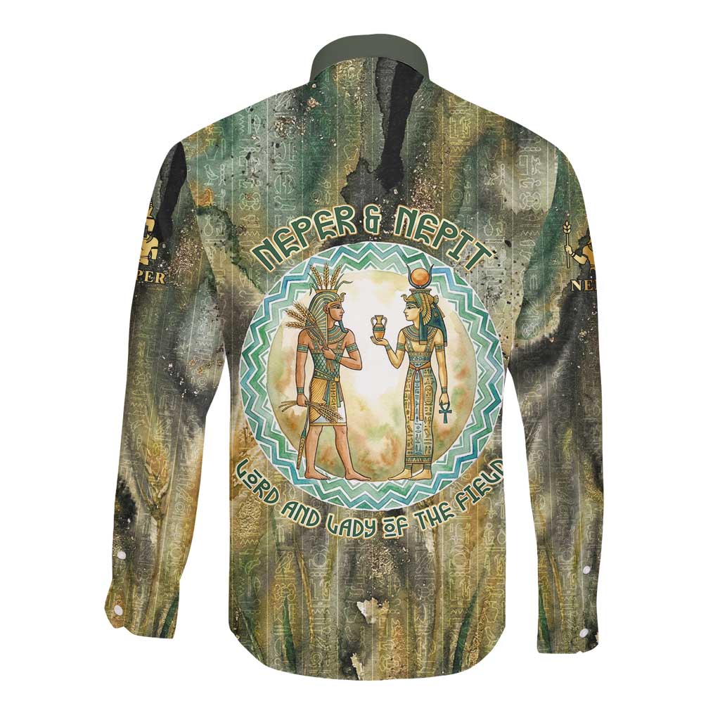 Neper and Nepit Long Sleeve Button Shirt Ancient Egyptian Seed Awakening and Fertility