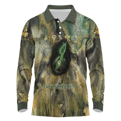 Neper and Nepit Long Sleeve Polo Shirt Ancient Egyptian Seed Awakening and Fertility