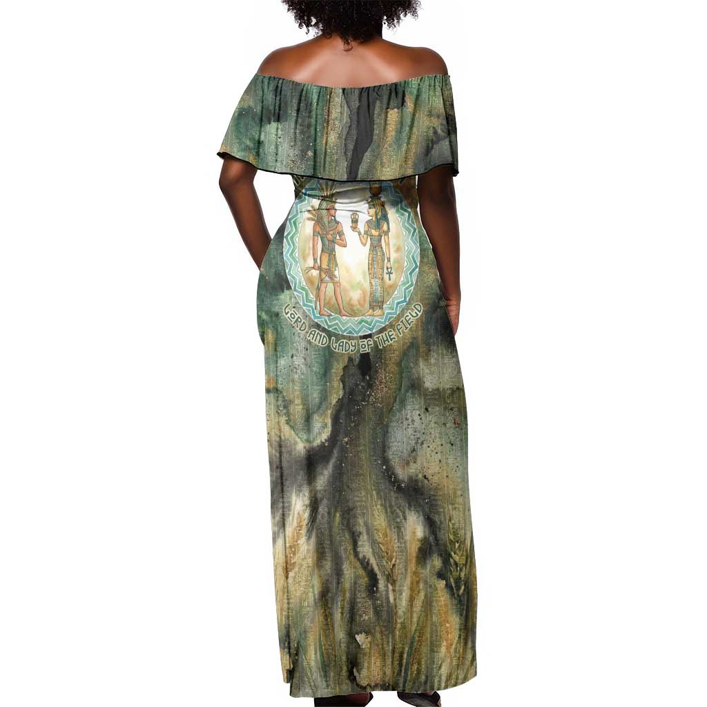 Neper and Nepit Off Shoulder Maxi Dress Ancient Egyptian Seed Awakening and Fertility