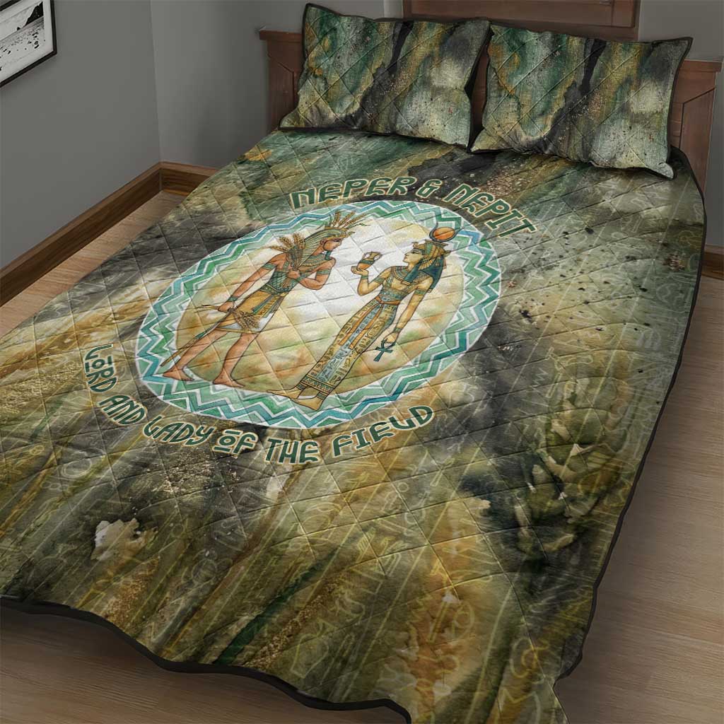 Neper and Nepit Quilt Bed Set Ancient Egyptian Seed Awakening and Fertility
