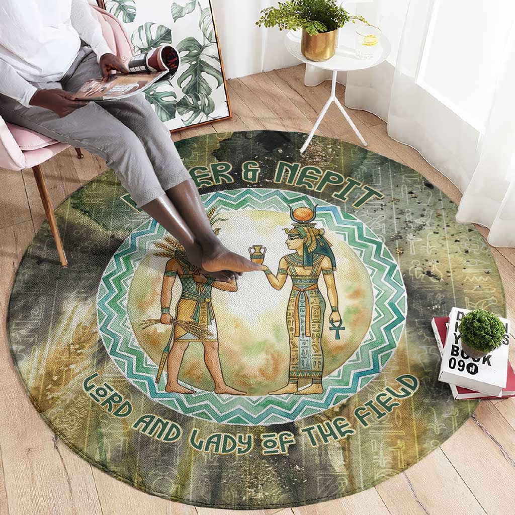 Neper and Nepit Round Carpet Ancient Egyptian Seed Awakening and Fertility