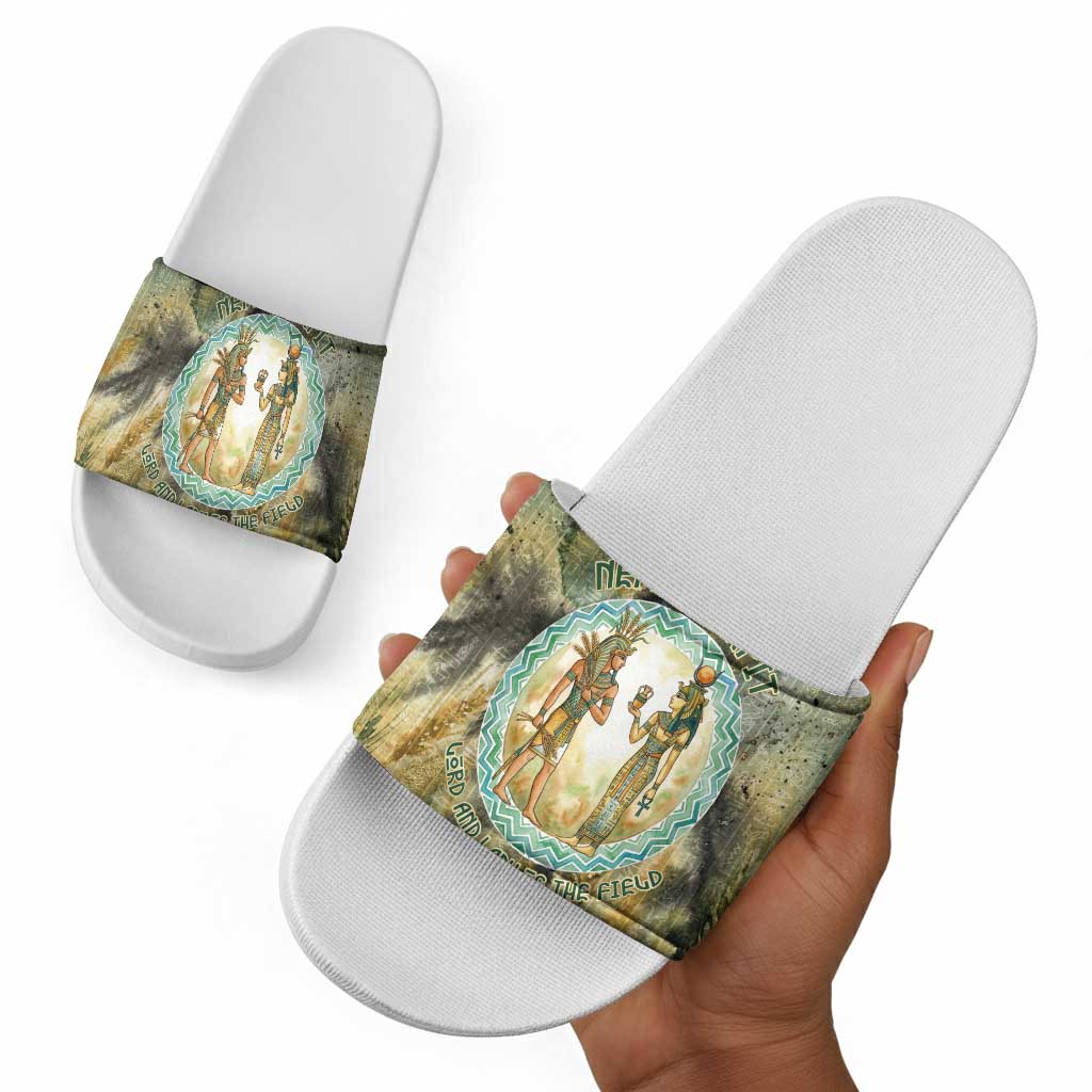 Neper and Nepit Slide Sandals Ancient Egyptian Seed Awakening and Fertility