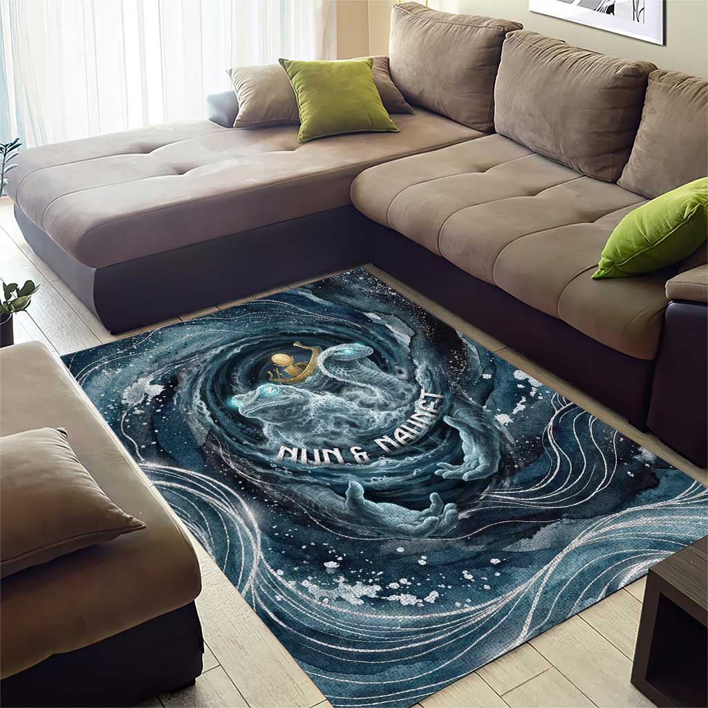 Egypt Nun and Naunet Area Rug Primordial Water Gods Cosmic Ocean Infinite Waves