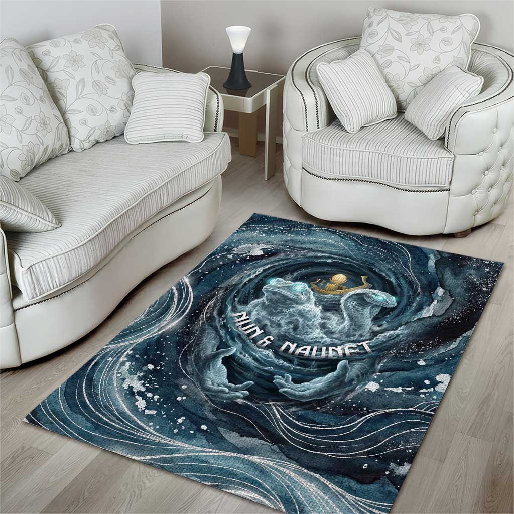 Egypt Nun and Naunet Area Rug Primordial Water Gods Cosmic Ocean Infinite Waves