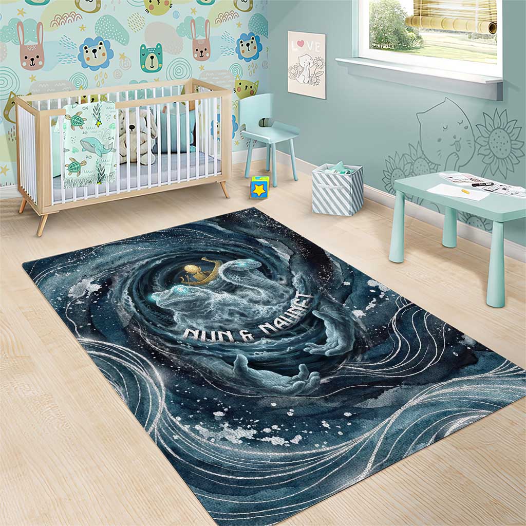 Egypt Nun and Naunet Area Rug Primordial Water Gods Cosmic Ocean Infinite Waves
