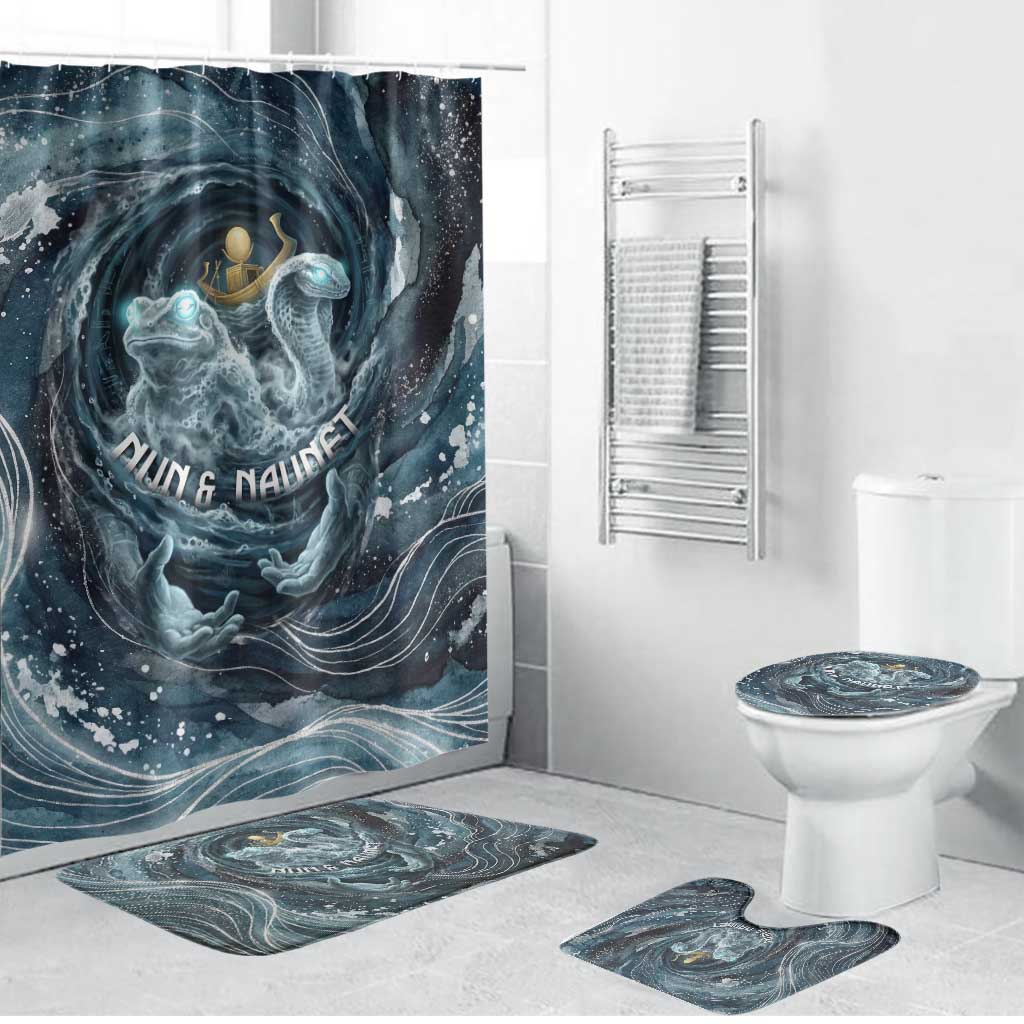 Egypt Nun and Naunet Bathroom Set Primordial Water Gods Cosmic Ocean Infinite Waves