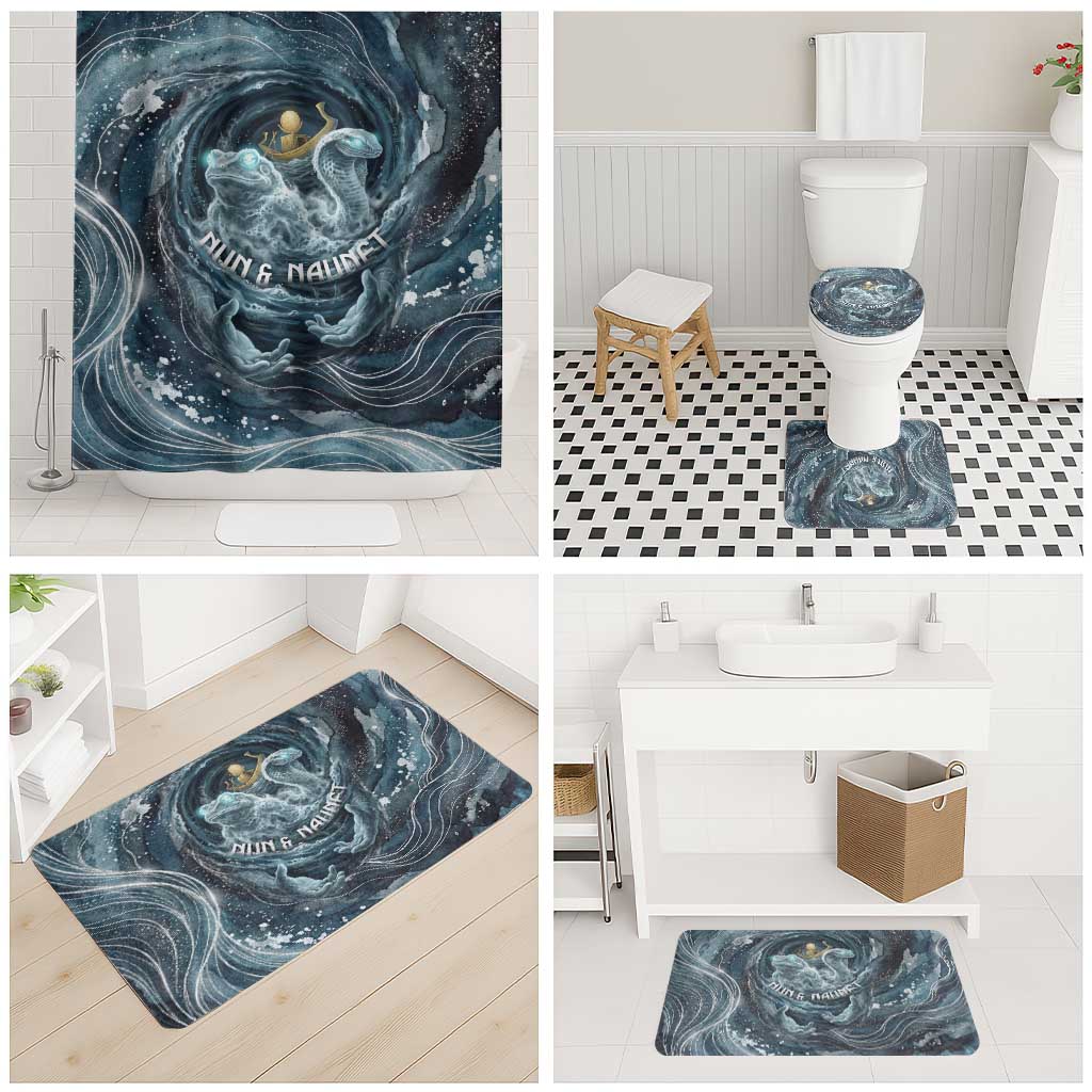 Egypt Nun and Naunet Bathroom Set Primordial Water Gods Cosmic Ocean Infinite Waves