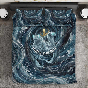 Egypt Nun and Naunet Bedding Set Primordial Water Gods Cosmic Ocean Infinite Waves