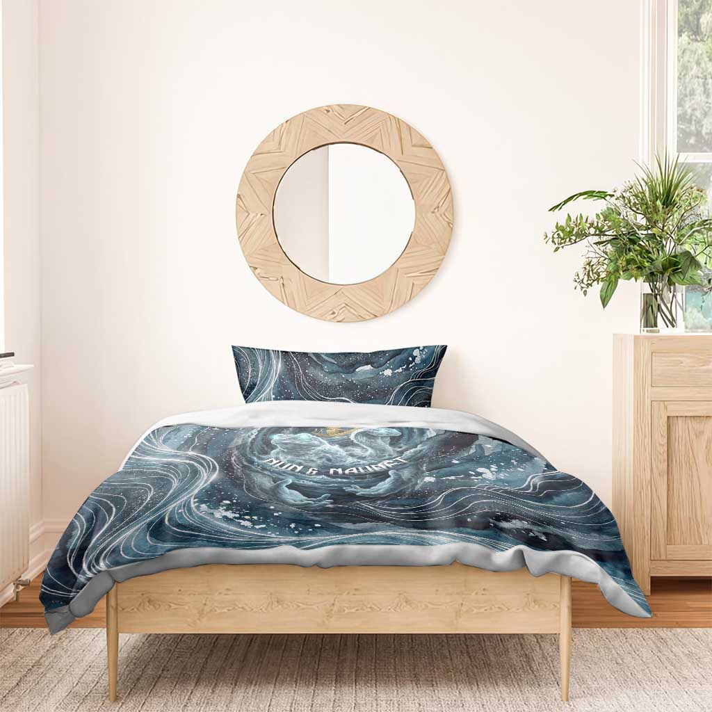 Egypt Nun and Naunet Bedding Set Primordial Water Gods Cosmic Ocean Infinite Waves