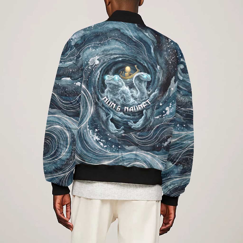 Egypt Nun and Naunet Bomber Jacket Primordial Water Gods Cosmic Ocean Infinite Waves
