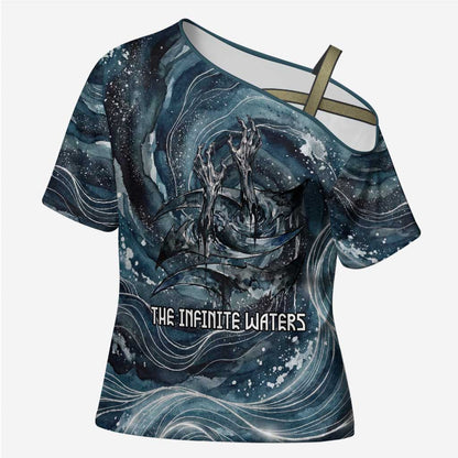 Egypt Nun and Naunet Cross Shoulder Shirt Primordial Water Gods Cosmic Ocean Infinite Waves