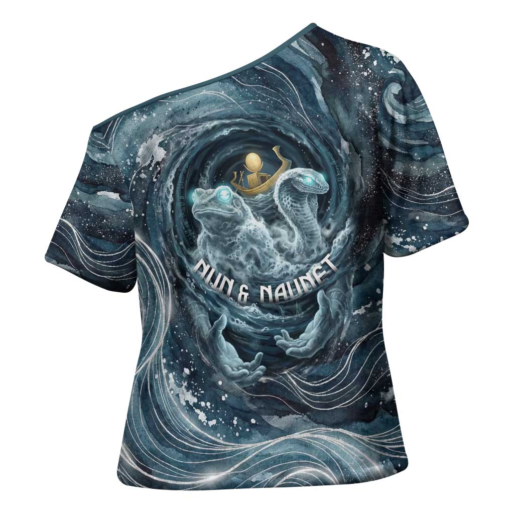 Egypt Nun and Naunet Cross Shoulder Shirt Primordial Water Gods Cosmic Ocean Infinite Waves