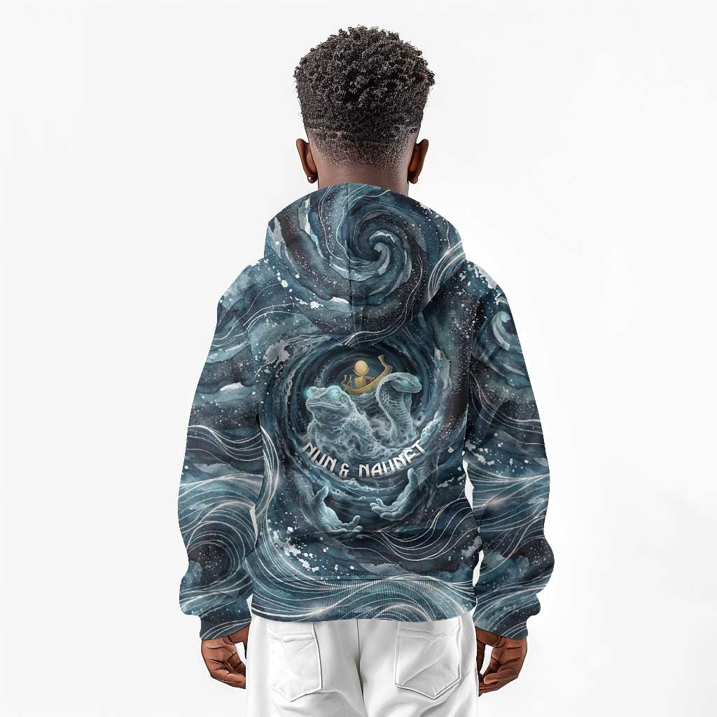Egypt Nun and Naunet Kid Hoodie Primordial Water Gods Cosmic Ocean Infinite Waves
