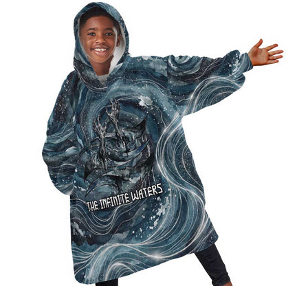 Egypt Nun and Naunet Kid Wearable Blanket Hoodie Primordial Water Gods Cosmic Ocean Infinite Waves