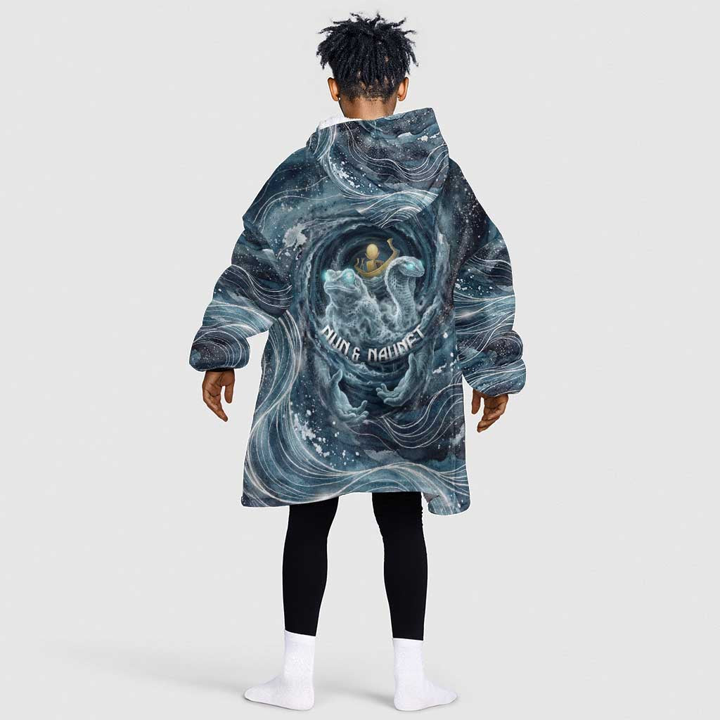 Egypt Nun and Naunet Kid Wearable Blanket Hoodie Primordial Water Gods Cosmic Ocean Infinite Waves