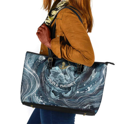 Egypt Nun and Naunet Leather Tote Bag Primordial Water Gods Cosmic Ocean Infinite Waves