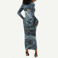 Egypt Nun and Naunet Long Sleeve Bodycon Dress Primordial Water Gods Cosmic Ocean Infinite Waves