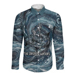 Egypt Nun and Naunet Long Sleeve Button Shirt Primordial Water Gods Cosmic Ocean Infinite Waves